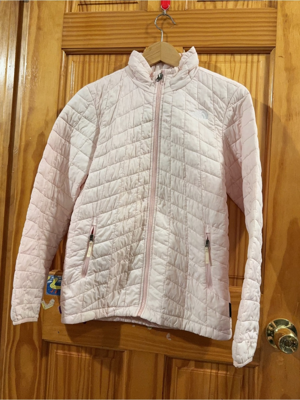The North Face Light Pink Quilted Puffer Jacket - youth